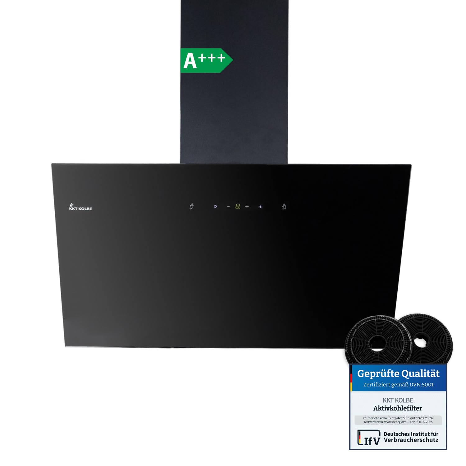 KKT KOLBE okap kuchenny 60 cm | obieg powietrza / powietrze wylotowe | 782 m³/h | okap ścienny bez wyspy | czarny | szkło | sterowanie gestami | sterowanie SensorTouch | oświetlenie LED | TRIO6025S