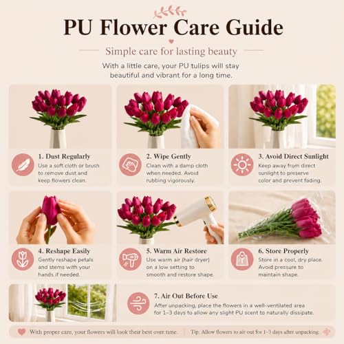 Image of Mandy's 20pcs Artificial Hot Pink Tulips
