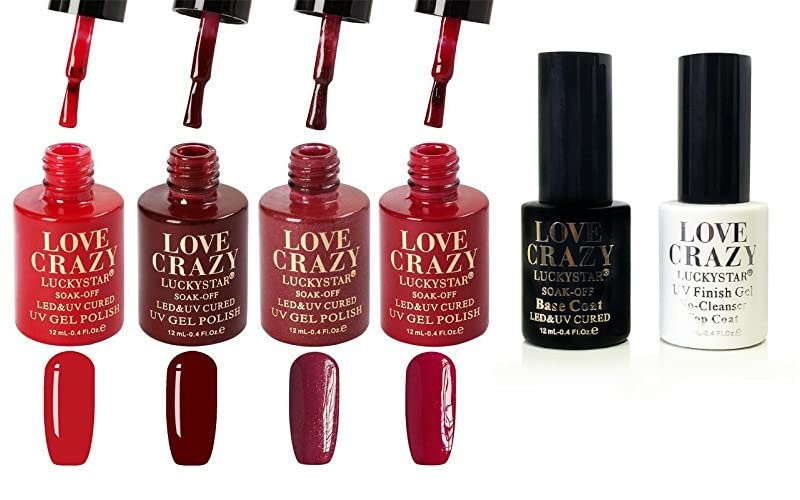 LoveCrazy 4pcs Kit De Colores 89-92 Esmaltes en Gel Manicura Francesa Uñas de Gel Esmalte Semipermanente Color Gel UV LED Manicura Arte