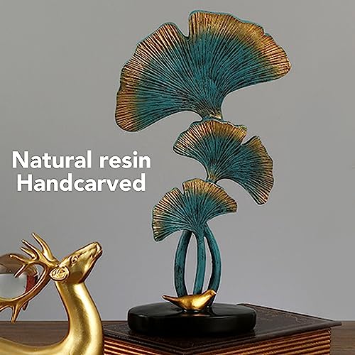 Estatua de hoja de Ginkgo de resina para decoración miniatura 3