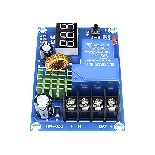 Close-up view of the XH-M604 module's screw terminals for input and battery connections.