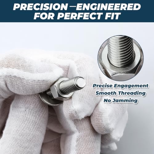 Image of 8 Sets Glvaner 5 /16-18 x 3-1 /4 inch Stainless Steel Hex Head Screws Bolts, Nuts, Flat & Lock Washers, 18-8 (304) Stainless Steel, Full Thread, Coarse Thread