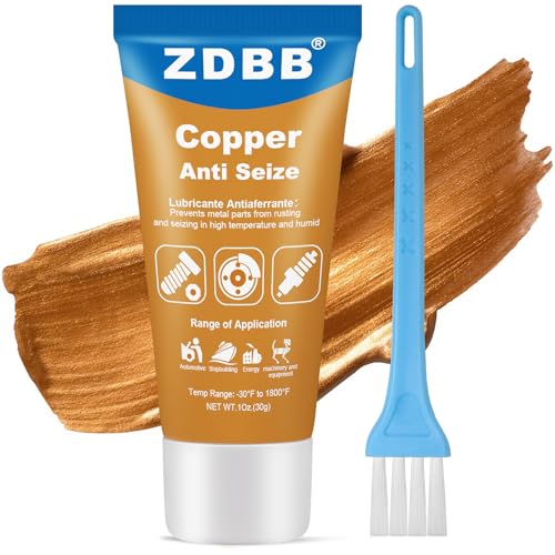 ZDBB Copper Anti Seize Thread Lubricant High Temp Anti-Seize Grease Compound for Automotive Marine Spark Plugs Brake Pads Rotors Nuts Antiseize Grease with Brush,1oz (1-Pack)