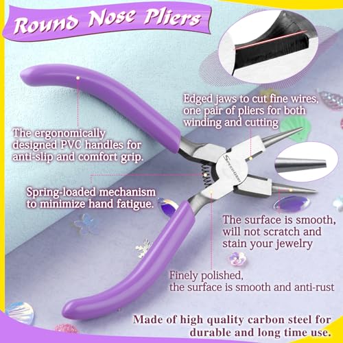 Image of SPEEDWOX Mini Round Nose Pliers With Cutter - Wire Looping and Bending Tool for Jewelry Making - Small Micro Pliers With Looper
