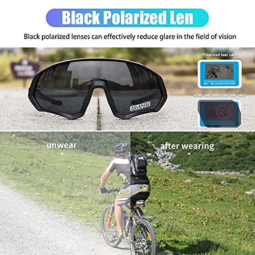 KAPVOE Lunette de Cyclisme Polarisées Homme Femme Tr90 avec 5 Verres Interchangeable Cyclisme Lunette VTT Protection UV400 Lunette de Soleil Pour Vélo Pêche Course Conduite - Image 4