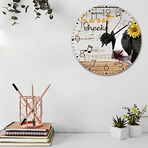 Horloge murale minimaliste en bois 38 cm sans tic-tac Hello Sweet Cheeks pour toilettes - 4