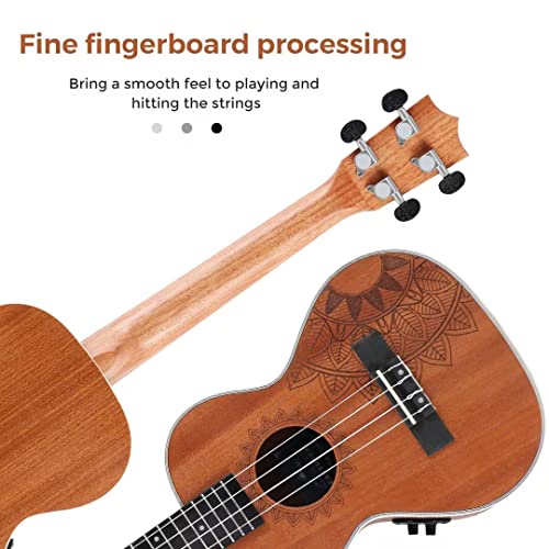Image of EASTROCK Tenor Ukulele 26 inch Sapele Electric with Built-in EQ Kit | Electric ukulele kit, built-in equalizer, for adults and beginners, ideal for practice, daily playing, and performance