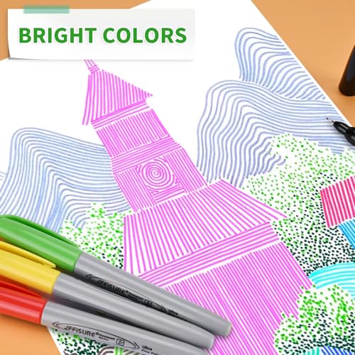 Image of Permanent Markers, Ultra Fine Point Markers Set,12 Assorted Colors Work on Wood, Plastic, Paper, Metal, Stone, Glass for the Artist、Kids、Adult, 12 Count