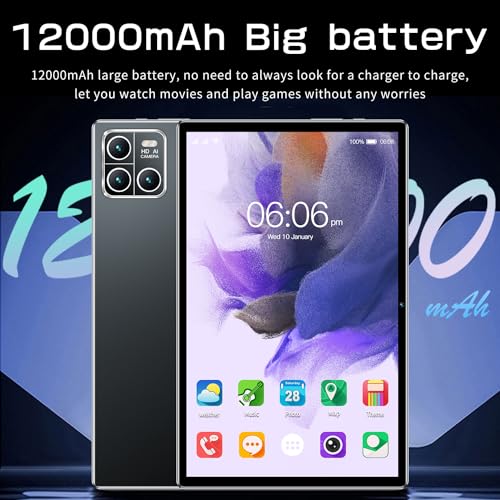 Tablet PC de 10,1 polegadas Android 13, 12GB RAM 512GB ROM, 24MP 32MP Dual Cam, 2560 x 1600 IPS, WiF