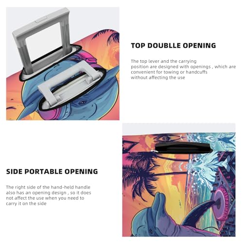 VOSERY Travel Luggage Cover - Hip-Hop DJ Dolphin Washable Suitcase Covers Protector Fits 18-32 Inch Luggage3