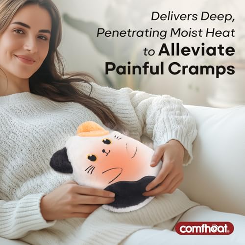 Image of Cat Microwave Heating Pad for Period Cramps, Moist Heat Pack for Menstrual, Muscle Pain Relief Stuffed Animal Heating Pad Plush with Flaxseed Filling, Washable Cover, for Girl Women