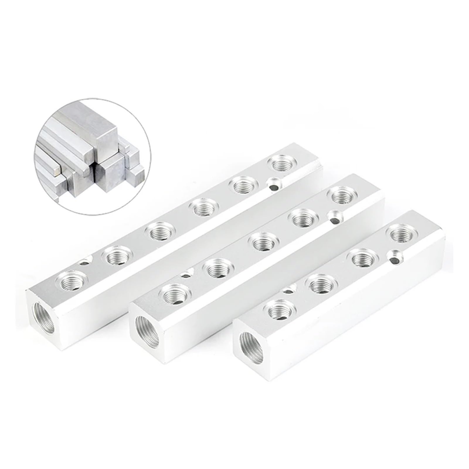 Distributore di collettore pneumatico aria 1/4" con attacco filettato da 1/2" in alluminio e 2-10 vie(7 Way 9 Port)