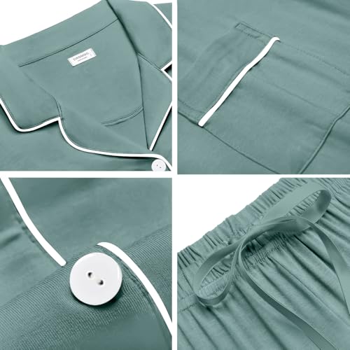 Image of SWOMOG Womens Button Down Pajamas Set Short Sleeve Sleepwear Bride Soft Pj Lounge Sets XS-3XL