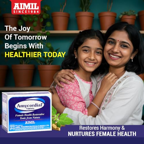 Image of AIMIL Amycordial Tablets - 30 Tablets (Pack of 6) | Female Health Restorative | Contains Shatavari, Amla, Guduchi, Methi and more
