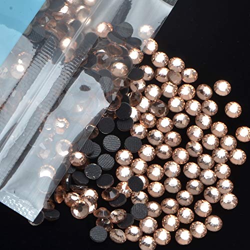 Image of 3000 Pieces Hot Fix Glass Flatback Rhinestones HotFix Round Crystal Gems (Light Champagne, SS10)