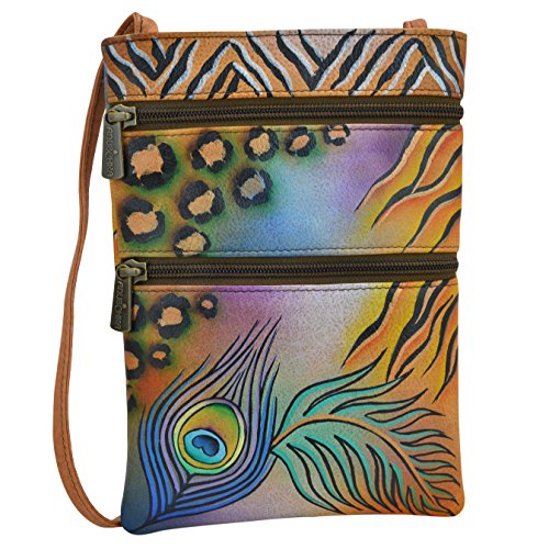 Image of Anuschka Women's Leather Crossbody Bag - Hand-Painted Genuine Leather Handbag with Pockets for Everyday Use - 448