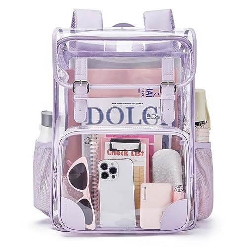 mommore Clear Backpack for Girls Heavy Duty Transparent Bookbag for School PVC See Through Backpack Clear Bag