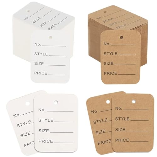 500 etiquetas de precio, etiquetas de precio, colgante de papel kraft, pequeño precio blanco, colgante con marca, etiquetas de papel para marcar etiquetas de precios para ropa, mercado de pulgas Cover