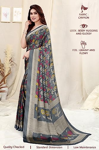 Image of MIRCHI FASHION Saree for Woman Chiffon Floral Printed | Lightweight Daily Wear Women's Sari with Unstitched Blouse Piece (Available in 20 Colors)