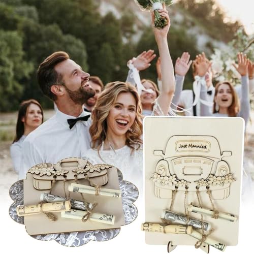 Wedding Money Gift Card Money Holder Cash Gifts for Bride and Groom Funny Congrats Card for Newlyweds, Marriage Wedding Party, DIY Gift Packaging Bracket,Wooden Birthday Gifts2