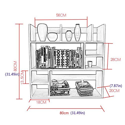 Jcnfa-Shelves Desktop Shelf Solid Wood Bookcase DVD Blu-ray Media Storage File Manager Student Computer Desk Shelf, 4 Sizes (Color : Wood Color, Size : 31.497.8731.49in)