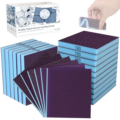 KQCXIK 18 Pack Wet Dry Sanding Sponge Set Mix Grit Foam Blocks Sandpaper