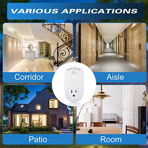 4 Pieces Motion Sensor Sockets Indoor Plug In Motion Sensor Light Control Motion Sensor Light Switch Motion Detector For Corridor Garage Room, 20Ft Range, Ce Listed (Motion Sensor Style) #TOP6