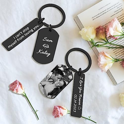 Cupike Personalized Picture Keychain - Customized Engraved Keychains With Photo Text, Personalized Gifts For Men Women Lovers thumb #2
