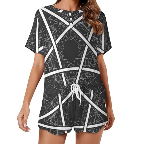 Pyjama femme manches courtes style pentagramme pour vos soirées d'été