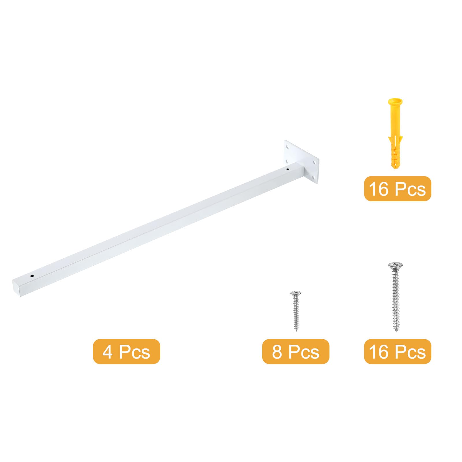 sourcing map Soporte flotante para estantes, paquete de 4 soportes ocultos de hierro de 20 pulgadas con tornillos y tubo de expansión para estantes de madera, colgar en la oficina, sala de estar