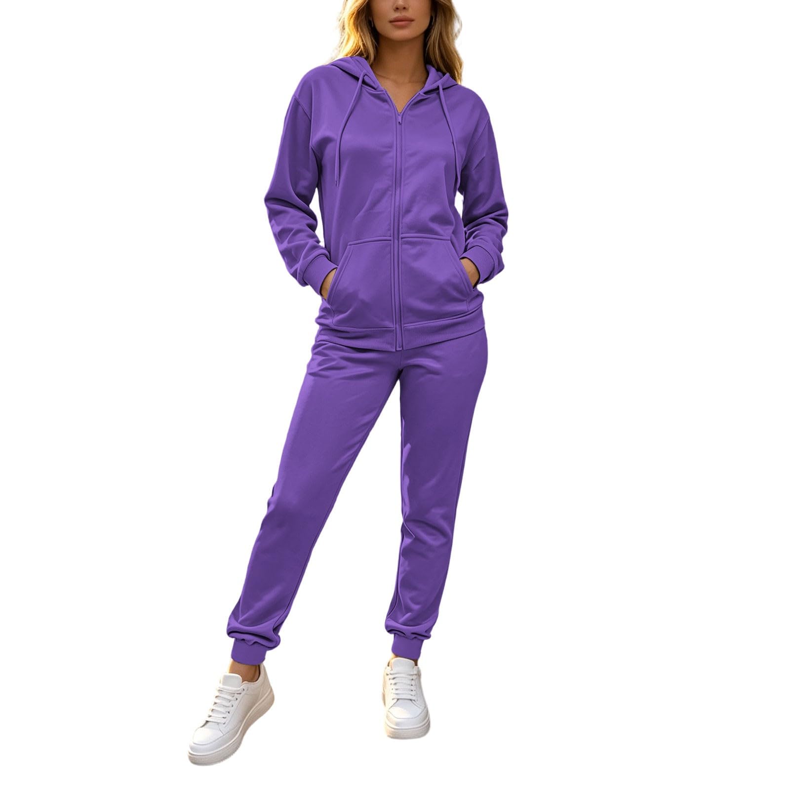 Completo Donna Tuta Sportiva Felpa Pantaloni Jogging 2 Pezzi Ginnastica