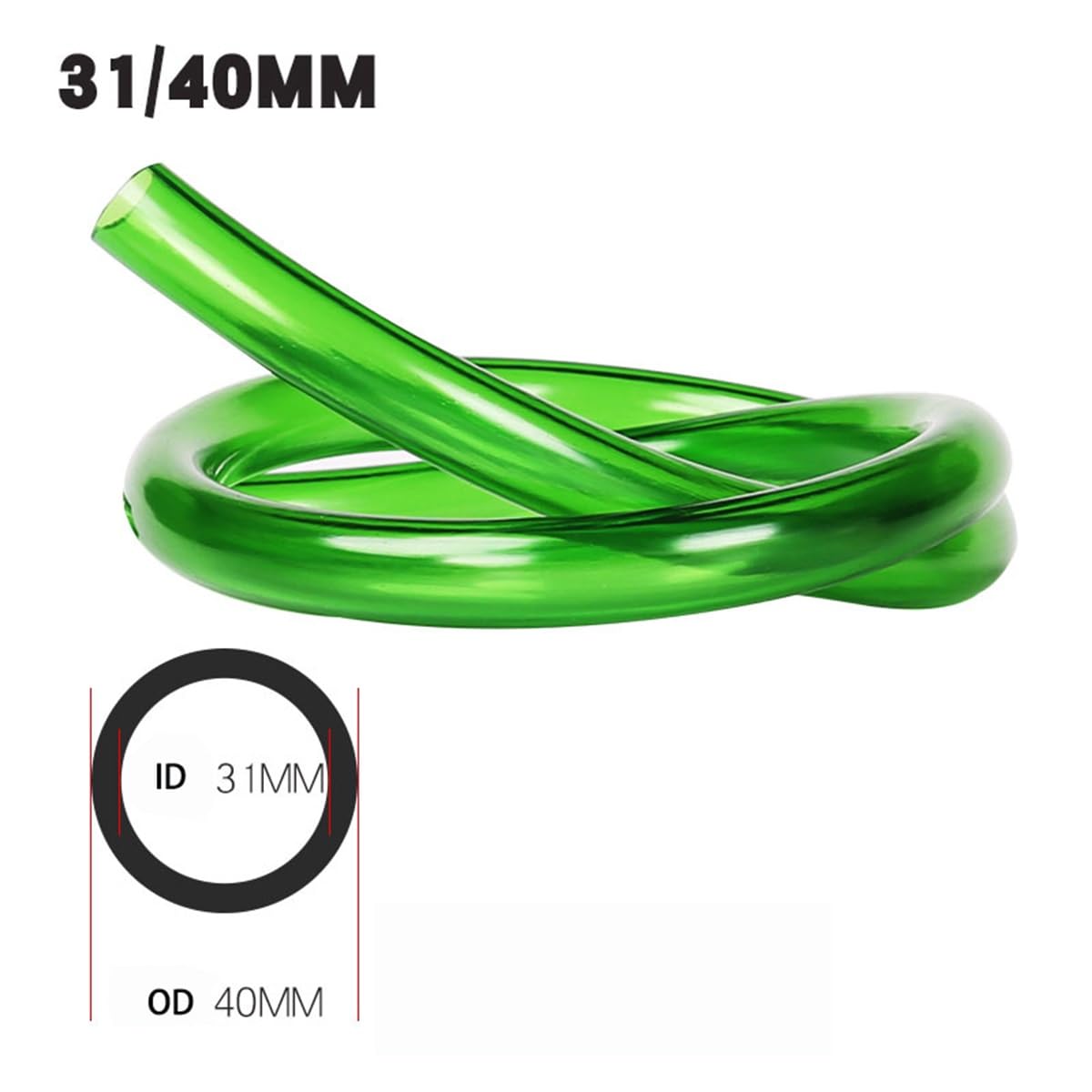 Tuyau D'échange D'eau En PVC Vert For Aquarium, 1 M, Diamètre Intérieur 8, 12, 14, 16, 19, 22, 25, 31 Mm(ID 31 x OD 40mm)
