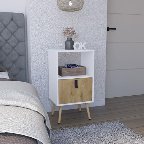 Maximize Space with Tall Nightstand, One Drawer and Open Storage,
