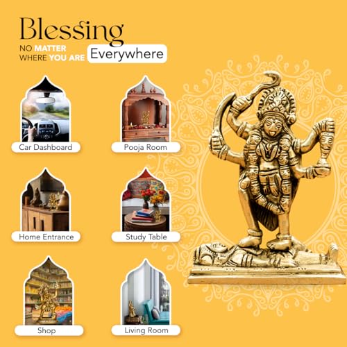 Image of Ekhasa 100% Pure Brass MATA Rani Murti (Size: 11 cm) | Kali Maa Idol for Car Dashboard, Pooja Room, Home Decor & Office Desk | Maa Kaali Goddess Idol | Kali MATA Murti for Home