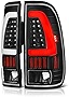 VIPMOTOZ Neon Tube LED Tail Light Lamp Assembly For 1997-2003 Ford F150 & 1999-2007 Ford Superduty F250 F350 Pickup Truck - Matte Black Housing, Driver and Passenger Side