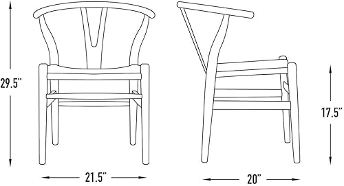 Miniatura 3 de Laura Davidson Furniture Hans Wegner Wishbone - Silla estilo Wishbone para oficina con reposabrazos, asiento de cordón tejido, color negro con