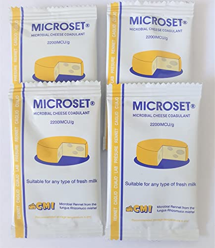 Microbial Cuajo Mix Queso Coagulante Microset 5g Sachet para 50 litros f Leche | Cuajo Caglio Presüre Lab (4, 5g)
