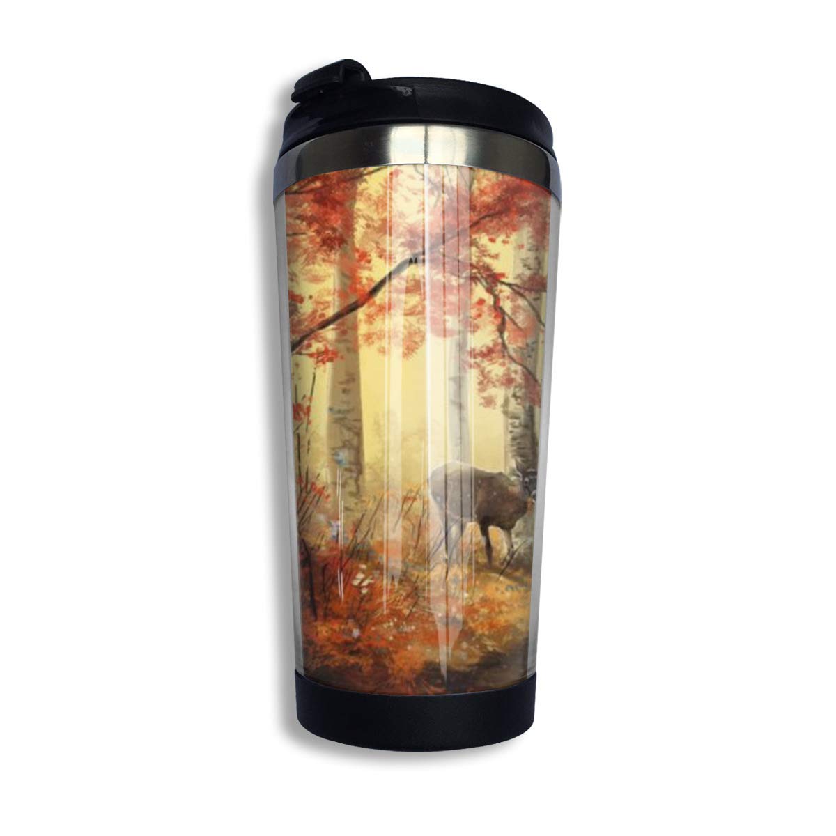Trushop Coffee Travel Mug E Ae I Swatercolor Autumn Landscape Bottle Car Tumbler Cup Iced Tea Or Water Insulated Thermal Cup Stainless Steel For Hiking Camping Working Buy Online In Bahamas At Bahamas Desertcart Com Productid
