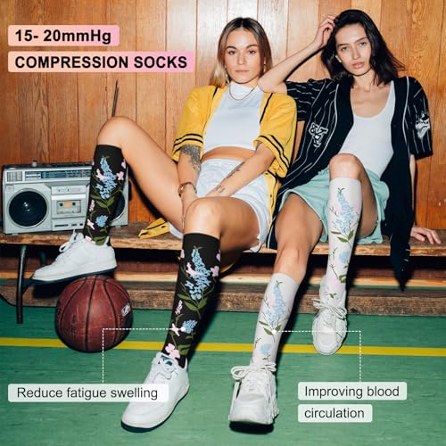 Image of Iseasoo 4 Pairs Compression Socks for Women Circulation-Best Support for Nurses,Running,Athletic,Travel