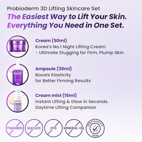 Image of BIOHEAL BOH [Cardi B's Pick] Probioderm 3D Lifting Skincare Set | Korean Night Cream, Serum & Hydrating Face Mist for Lifting & Firming | Perfect Anti-Aging Routine for Dry, Dull, Saggy Skin