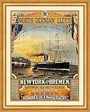  Kunstdruck North German Lloyd New York Bremen London Havre Paris Plakate A3 314 Gerahmt
