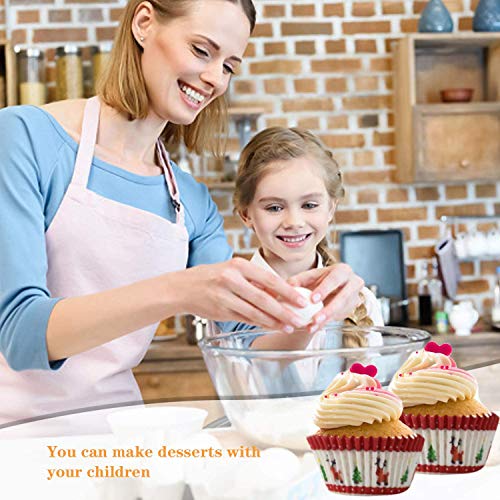 Christmas Cupcake Liners, 400 Pieces Standard Size Cupcake Wrappers Christmas Baking Cups Paper Muffin Liners Cupcake Holder For Holiday Party Christmas Baking Supplies #TOP3