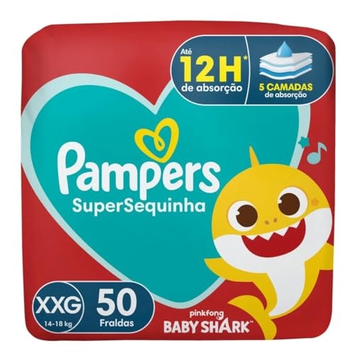 Fralda Pampers SuperSequinha Baby Shark XXG C/50 Fralda Pampers SuperSequinha Baby Shark XXG C/50