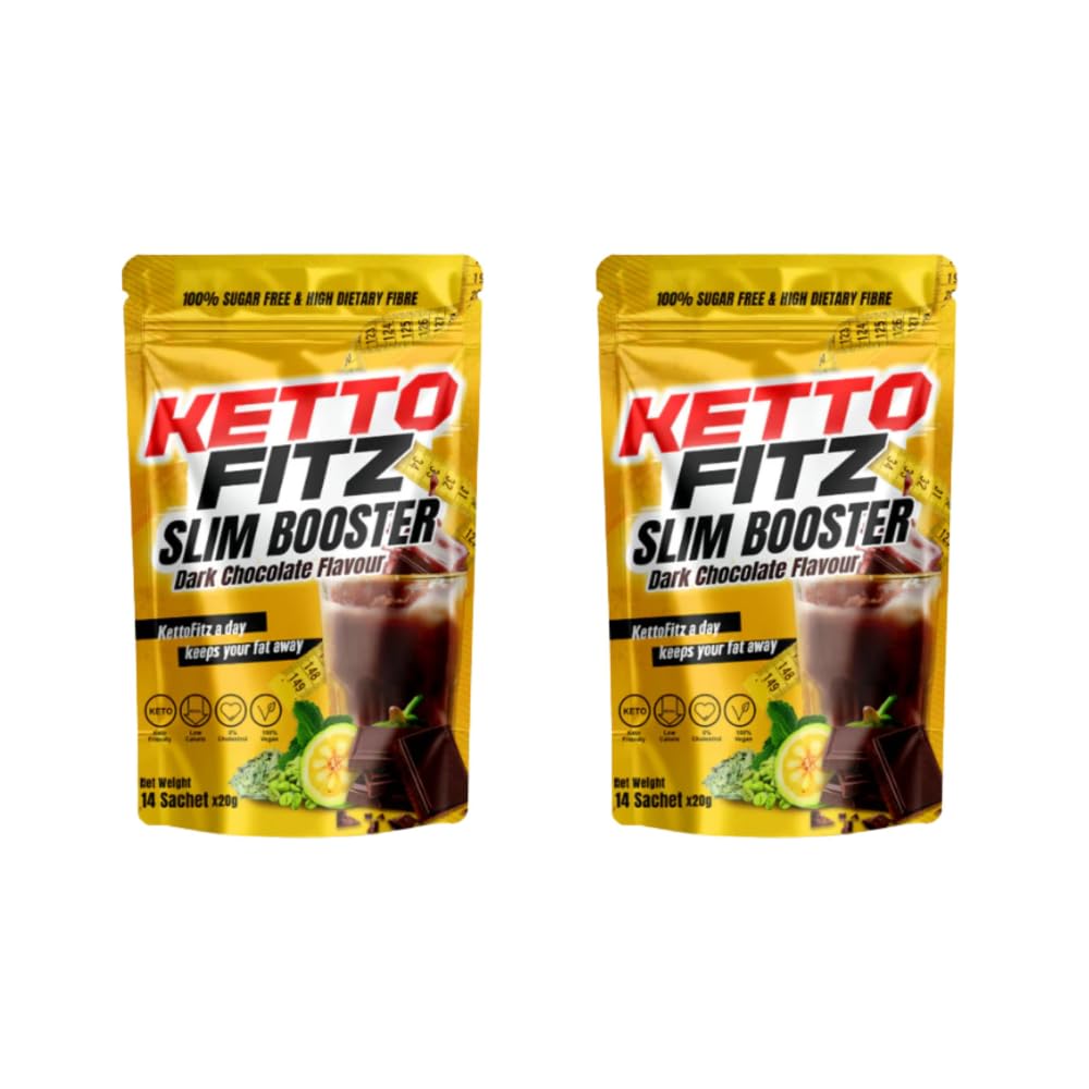 KETTO FITZ Slim Booster – Dark Chocolate Flavour | 14 Sachets x 20g|Pack of 2