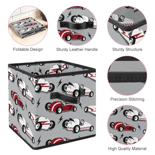 Boîte de rangement pliable voiture de course cube en tissu