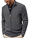 PJ PAUL JONES Cardigan Herren Strickjacke mit Reissverschluß Stehkragen Winter ohne Kapuze Cardigan Dunkelgrau XL