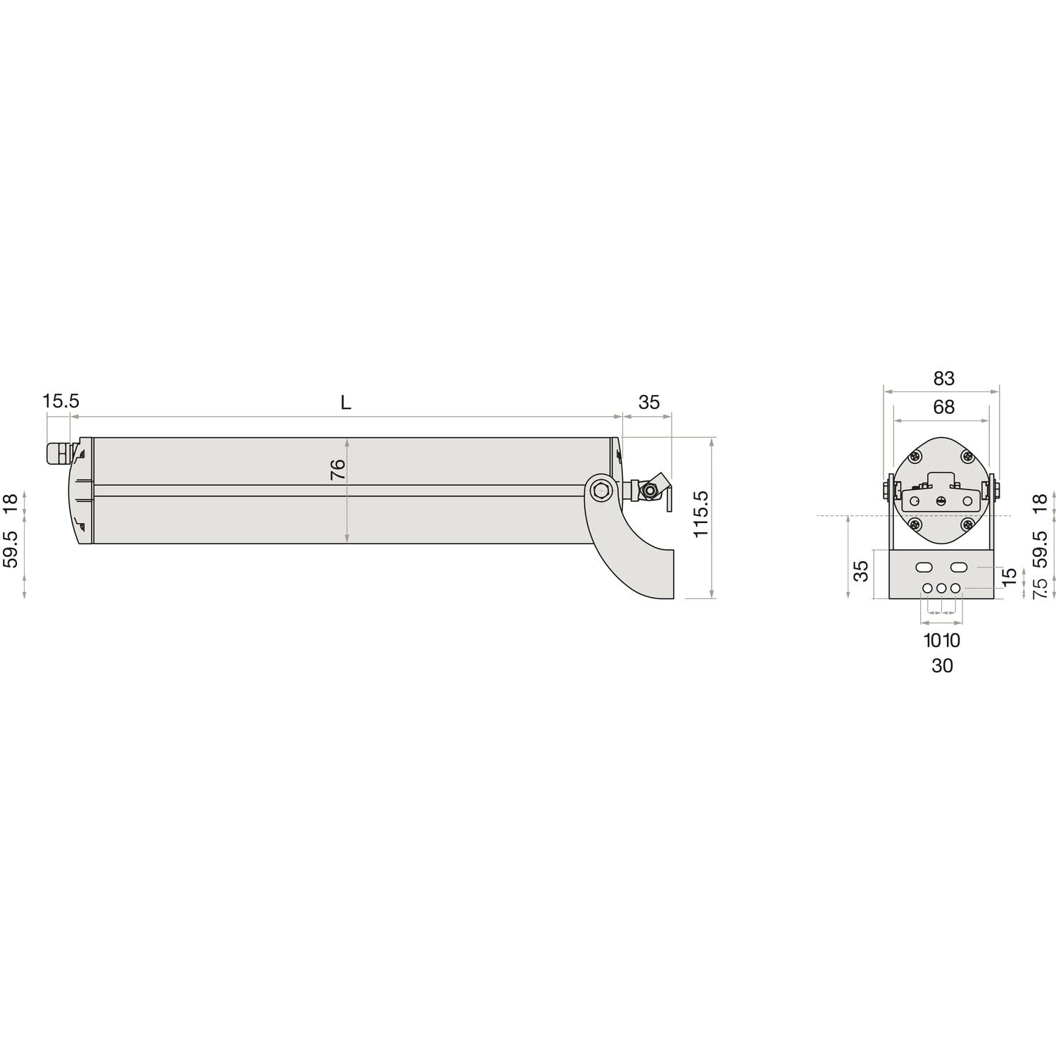 COMUNELLO Abreventanas con accionamiento de husillo Fast 50 230 V, carrera de 300 mm, aluminio gris