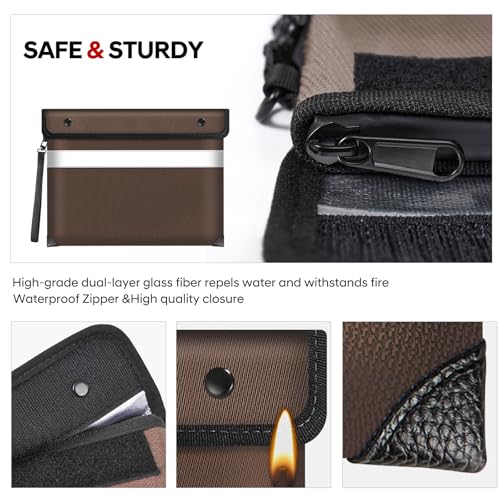Image of Fireproof Bag Dual Reflective Strips, Waterproof Zipper, 5200F Heat | Fireproof Waterproof Bag, 13.9x10.6 Inch with Hand Strap for Cash, Documents, Jewelry & Valuables at Home, Office or Travel