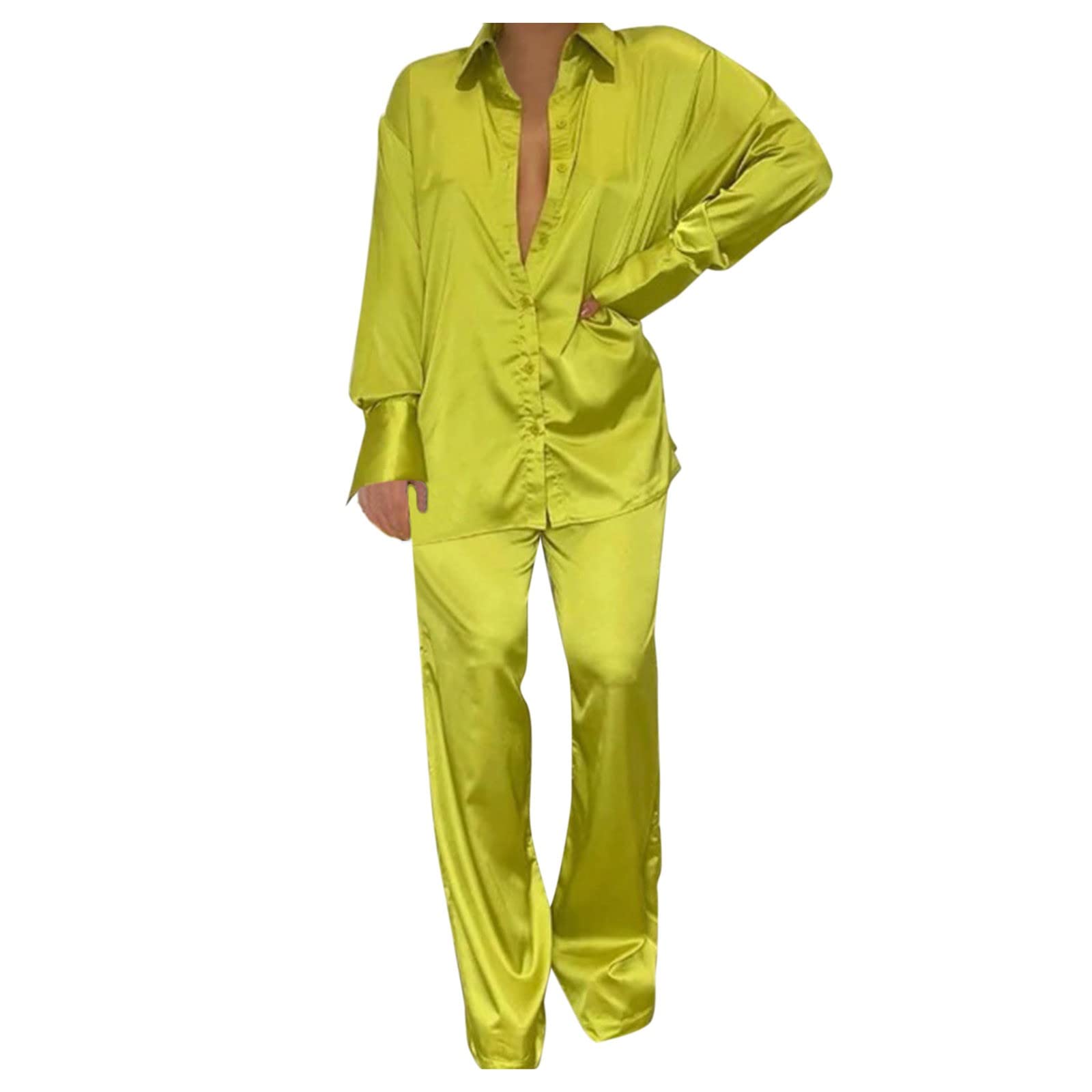 Chándal para mujer de algodón verde – Traje de ocio para mujer moderno y elegante, elegante traje de 2 piezas, traje de pantalón negro, deportivo, juego de ropa para el hogar, tallas grandes, pijama