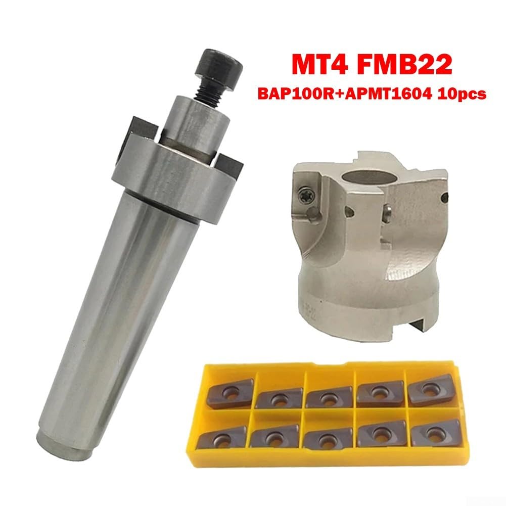MT4 FMB22 Schaft, 50 mm CNC-Schaftfräser mit APMT1604 Hartmetalleinsätzen, für Schwerlastfräsen von Stahlwerkstoffen